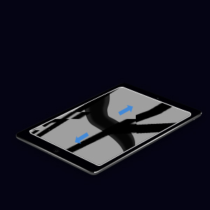 Arrows showing air being released outwards from under the protector during installation