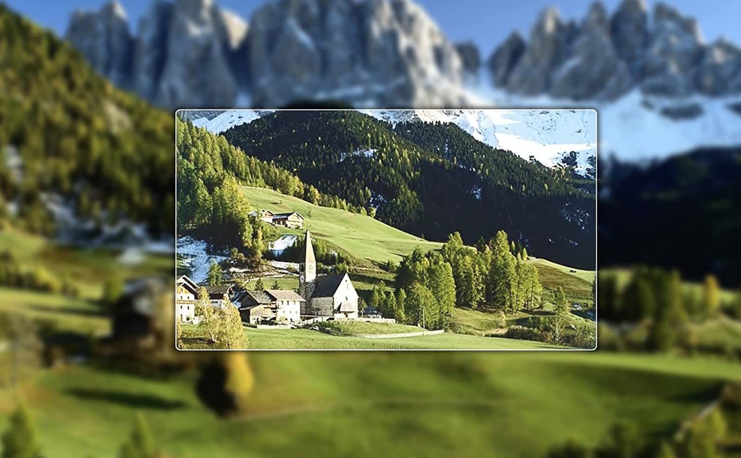 Clarity demonstration: the protector over a landscape photo, showing no loss of sharpness or colour