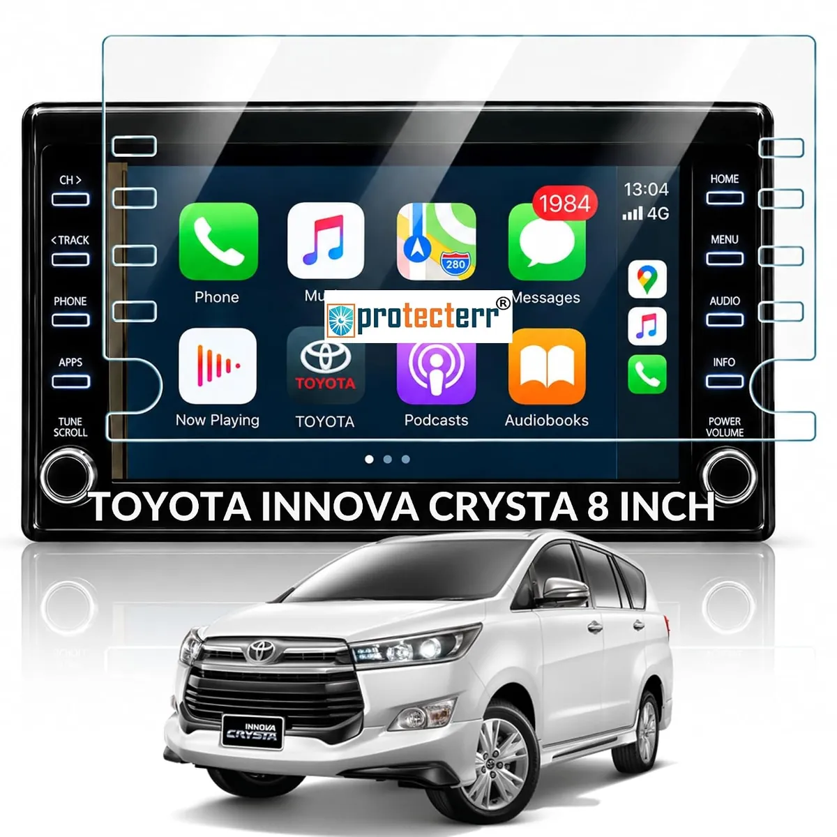 Toyota Innova Crysta 8 inch Screen Protector — shown on the car’s own display, for the Toyota Innova Crysta 8" infotainment display