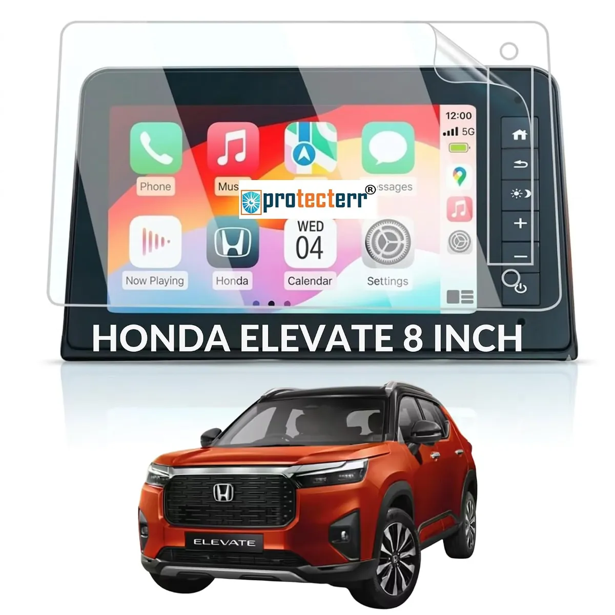 Honda Elevate V & VX 8 inch Screen Protector — shown on the car’s own display, for the Honda Elevate V & VX 8" infotainment display