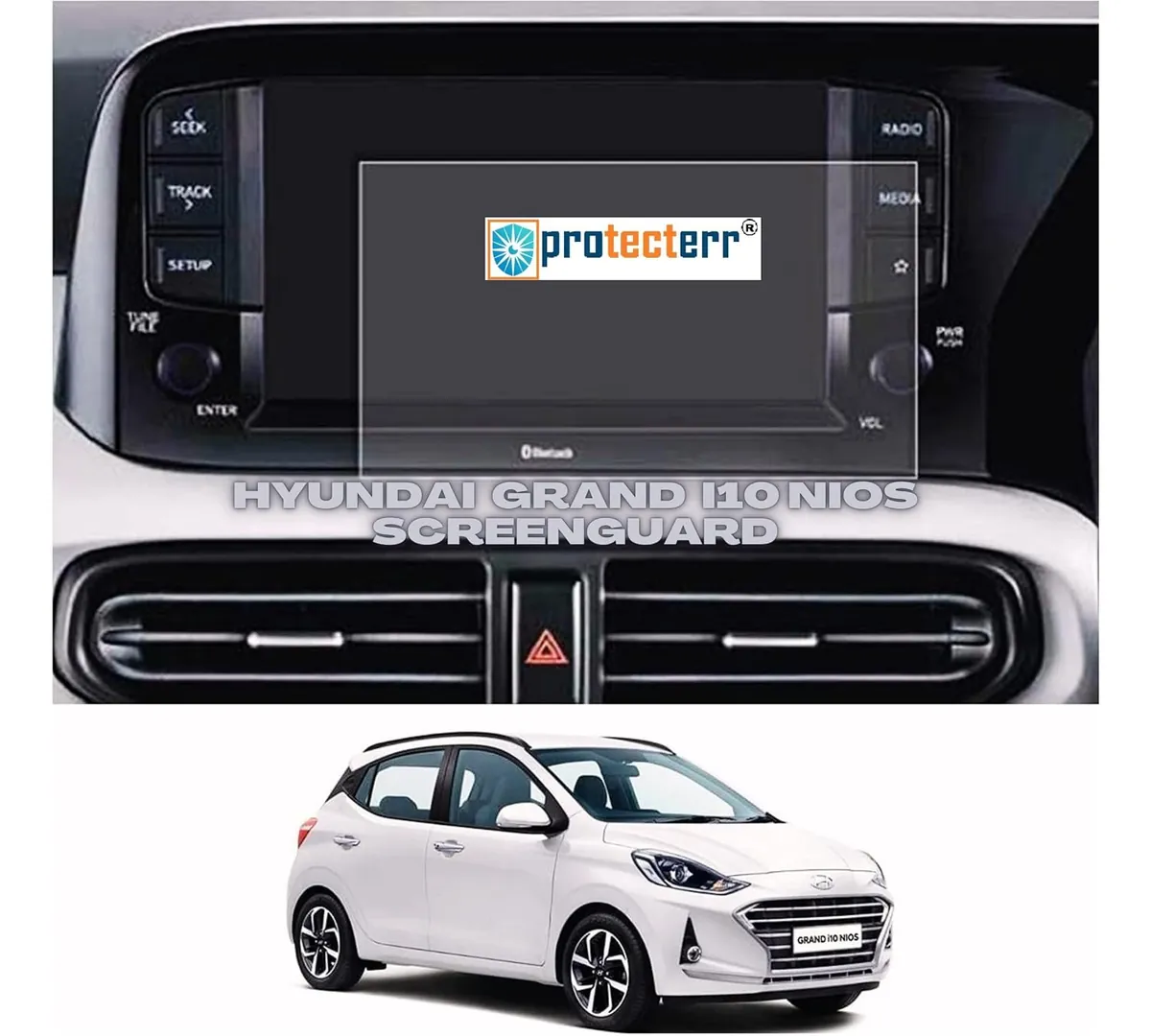 Hyundai Grand i10 Nios 7 inch Screen Protector — view 1, for the Hyundai Grand i10 Nios 7" infotainment display