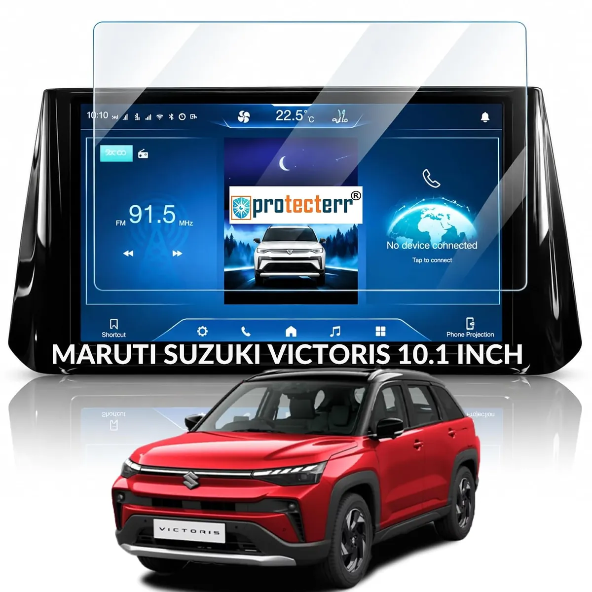 Maruti Suzuki Victoris 10.1 inch Screen Protector — shown on the car’s own display, for the Maruti Suzuki Victoris 10.1" infotainment display
