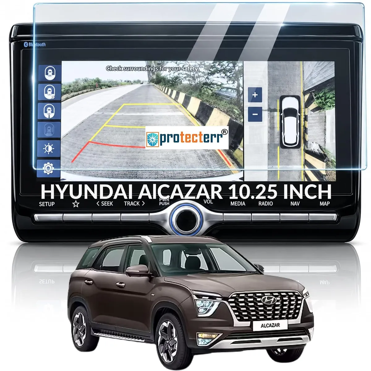 Hyundai Alcazar 10.25 inch Screen Protector — shown on the car’s own display, for the Hyundai Alcazar 10.25" infotainment display