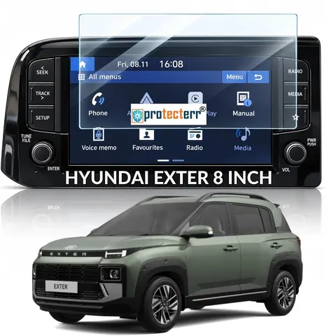 Hyundai Exter 8 inch Screen Protector — fitted to the Hyundai Exter infotainment display