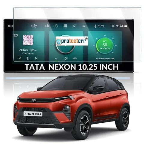 Tata Nexon (Thin Corners) 10.25 inch Screen Protector — fitted to the Tata Nexon infotainment display