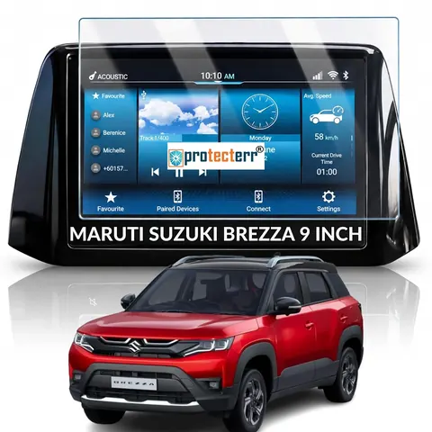 Maruti Suzuki Brezza 9 inch Screen Protector — fitted to the Maruti Suzuki Brezza infotainment display