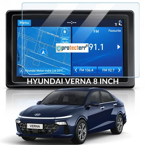 Hyundai Verna 8 inch Screen Protector — fitted to the Hyundai Verna infotainment display
